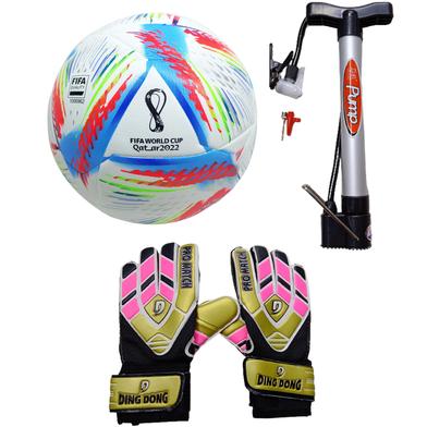 Combo Pack Of Football Keeping Gloves And Football Pumper 3 Pcs
