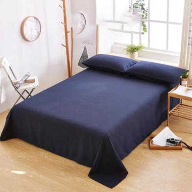 Comfort House Navy Blue Colour Double Size Bed Sheet With 2 Pcs Pillow Cover image