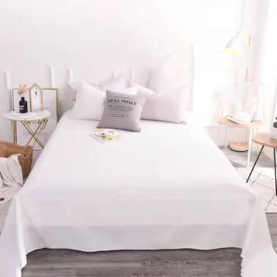 Comfort House White Colour Duble Size Bed Sheet Set image