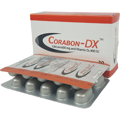 Corabon-DX 600 mgPlus 400 IU 10's Strip Tablet image