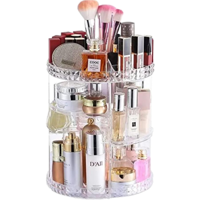 Cosmetics Organizer 360 Degree Diamond Rotatable Cosmetics Storage Box image