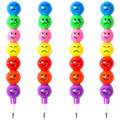 Cute funny carton smilly face 7 ball pencil for kids 4pcs image