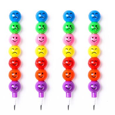 Cute funny carton smilly face 7 ball pencil for kids 4pcs image