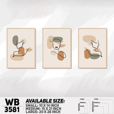 DDecorator Abstract Line Art (Set of 3) Wall Board And Wall Canvas image