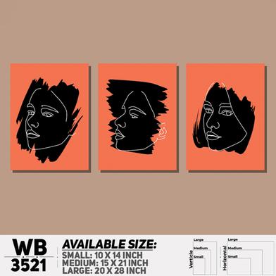 DDecorator Abstract Line Art (Set of 3) Wall Board And Wall Canvas image