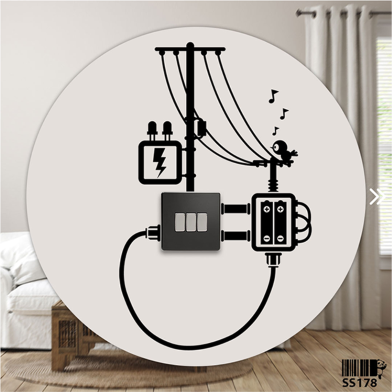 DDecorator Bird on Transmission Tower Switch Socket Wall Sticker image