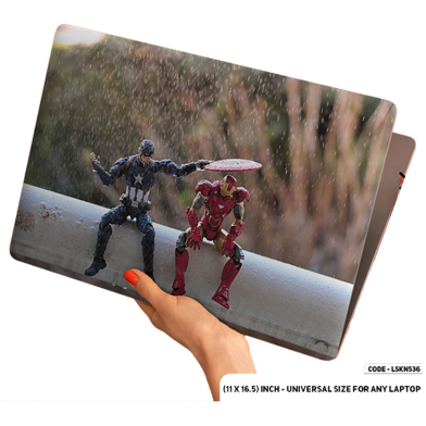 DDecorator Captaine America Save Iron Man Out Of Rain Laptop Sticker image