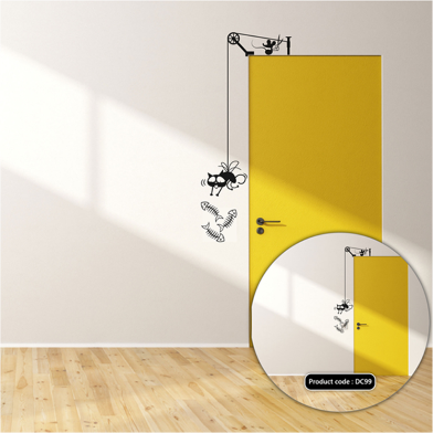 DDecorator Cat And Fish Door Corner Vinyl Decals Removable Wall Sticker image