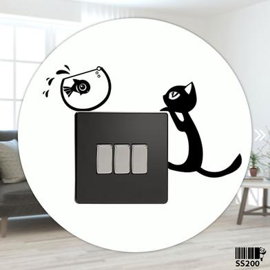DDecorator Cat And Fish Switch Socket Sticker image