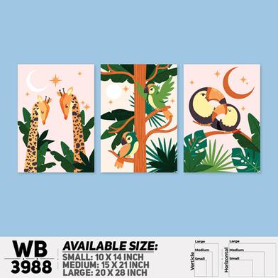 DDecorator Creative Animal Digital Art (Set of 3) Wall Board And Wall Canvas image