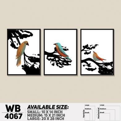 DDecorator Digital Painted Bird Abstract Art (Set of 3) Wall Board and Wall Canvas image