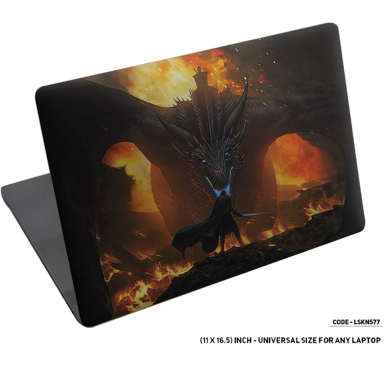 DDecorator Dragon Through The Fire Burning the City Laptop Sticker image