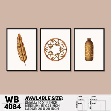 DDecorator Feather And Vase Abstract Art Wall Board And Wall Canvas - Set of 3 image