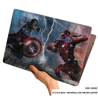 DDecorator Fight Scene of Captaine America Save Iron Man Laptop Sticker image