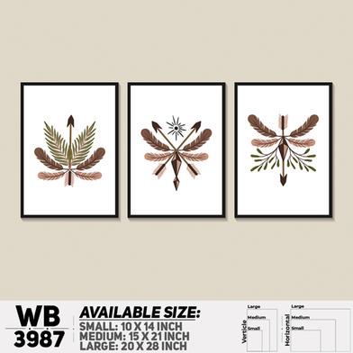DDecorator Flower And Feather Abstract Art (Set of 3) Wall Board And Wall Canvas image
