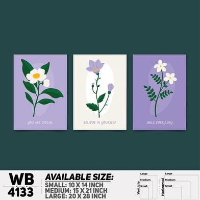 DDecorator Flower And Leaf Abstract Art Wall Board And Wall Canvas - Set of 3 image