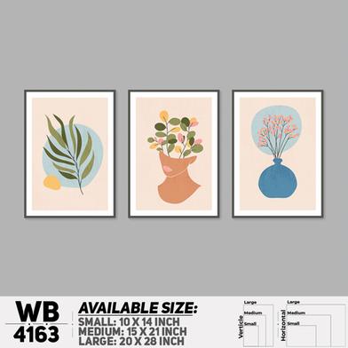 DDecorator Flower And Leaf Abstract Art Wall Board And Wall Canvas - Set of 3 image