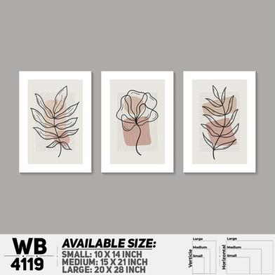 DDecorator Flower And Leaf Abstract Art Wall Board And Wall Canvas - Set of 3 image