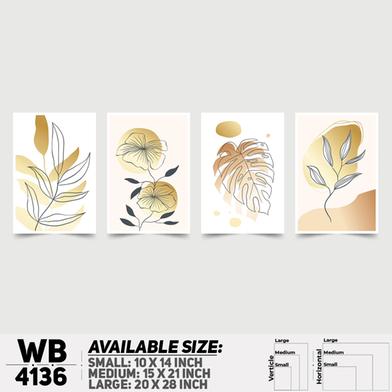 DDecorator Flower And Leaf Abstract Art Wall Board And Wall Canvas - Set of 4 image