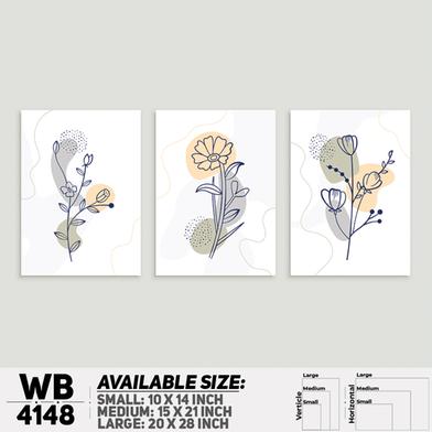 DDecorator Flower And Leaf Abstract Art Wall Board And Wall Canvas - Set of 3 image