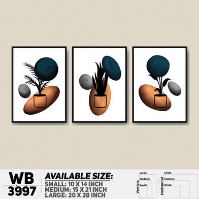 DDecorator Flower And Leaf Abstract Art (Set of 3) Wall Board And Wall Canvas image