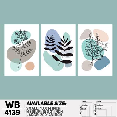 DDecorator Flower And Leaf Abstract Art Wall Board And Wall Canvas -Set of 3 image