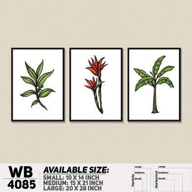 DDecorator Flower And Leaf Abstract Art Wall Board And Wall Canvas - Set of 3 image