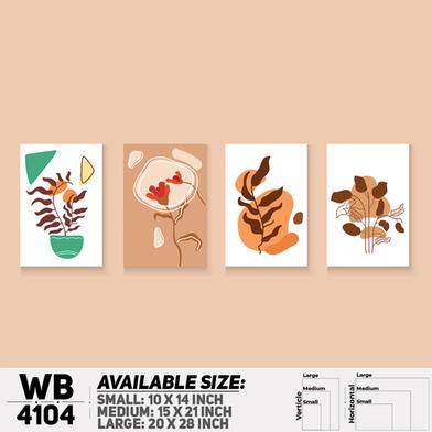 DDecorator Flower And Leaf Abstract Art Wall Board And Wall Canvas - Set of 4 image