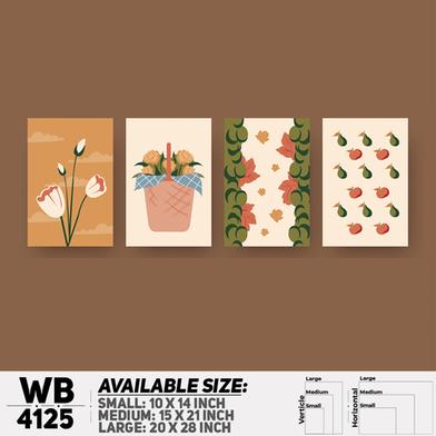 DDecorator Flower And Leaf Abstract Art Wall Board And Wall Canvas - Set of 4 image