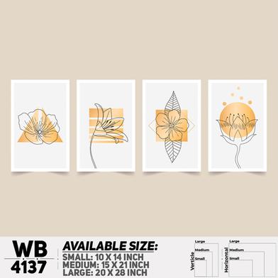 DDecorator Flower And Leaf Abstract Art Wall Board And Wall Canvas - Set of 4 image