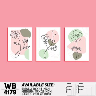 DDecorator Flower And Leaf Abstract Art Wall Board And Wall Canvas - Set of 3 image