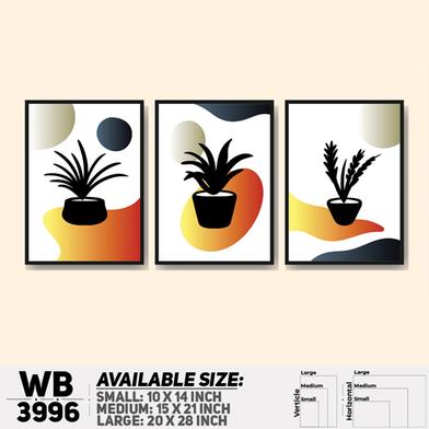 DDecorator Flower And Leaf Abstract Art (Set of 3) Wall Board And Wall Canvas image
