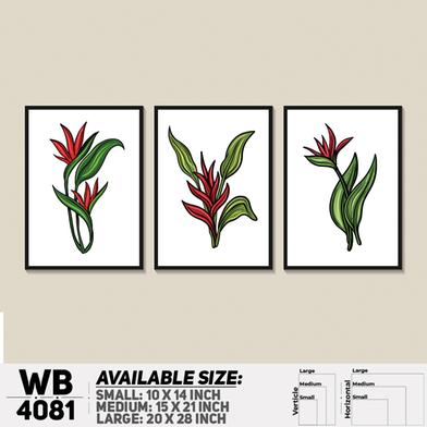 DDecorator Flower And Leaf Abstract Art Wall Board And Wall Canvas - Set of 3 image