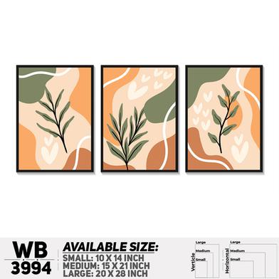 DDecorator Flower And Leaf Abstract Art (Set of 3) Wall Board And Wall Canvas image