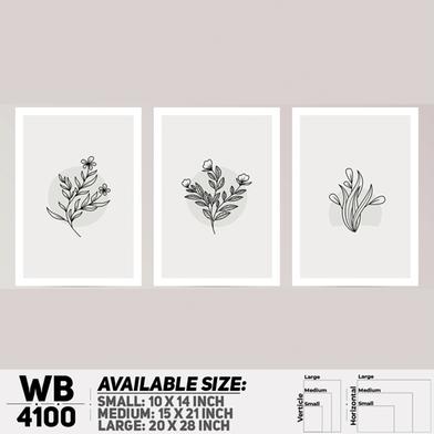 DDecorator Flower And Leaf Abstract Art Wall Board And Wall Canvas - Set of 3 image