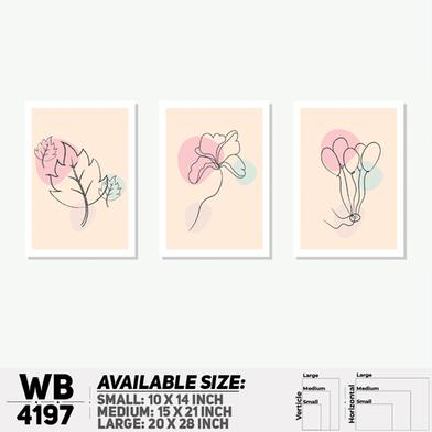 DDecorator Flower And Leaf Abstract Art (Set of 3) Wall Board And Wall Canvas image