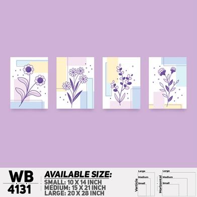 DDecorator Flower And Leaf Abstract Art Wall Board And Wall Canvas - Set of 4 image