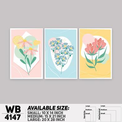 DDecorator Flower And Leaf Abstract Art Wall Board And Wall Canvas - Set of 3 image