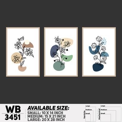 DDecorator Flower And Leaf ArtWork (Set of 3) Wall Board And Wall Canvas image