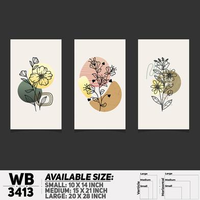 DDecorator Flower And Leaf ArtWork (Set of 3) Wall Board And Wall Canvas image