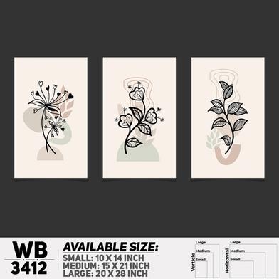 DDecorator Flower And Leaf ArtWork (Set of 3) Wall Board And Wall Canvas image