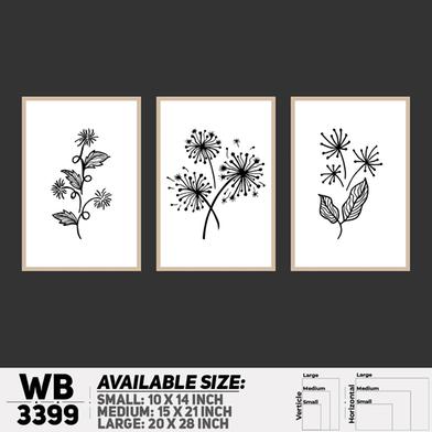 DDecorator Flower And Leaf ArtWork (Set of 3) Wall Board And Wall Canvas image