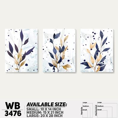 DDecorator Flower And Leaf ArtWork (Set of 3) Wall Board And Wall Canvas image