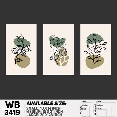 DDecorator Flower And Leaf ArtWork (Set of 3) Wall Board And Wall Canvas image
