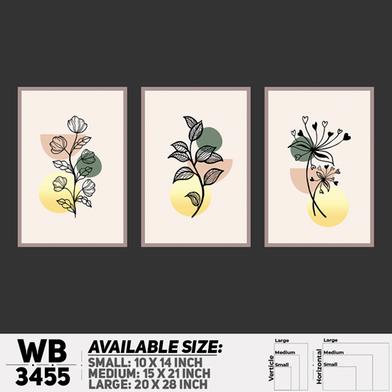 DDecorator Flower And Leaf ArtWork (Set of 3) Wall Board And Wall Canvas image