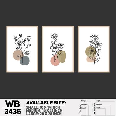 DDecorator Flower And Leaf ArtWork (Set of 3) Wall Board And Wall Canvas image