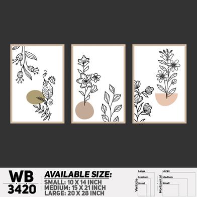 DDecorator Flower And Leaf ArtWork (Set of 3) Wall Board And Wall Canvas image