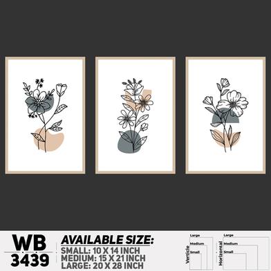 DDecorator Flower And Leaf ArtWork (Set of 3) Wall Board And Wall Canvas image