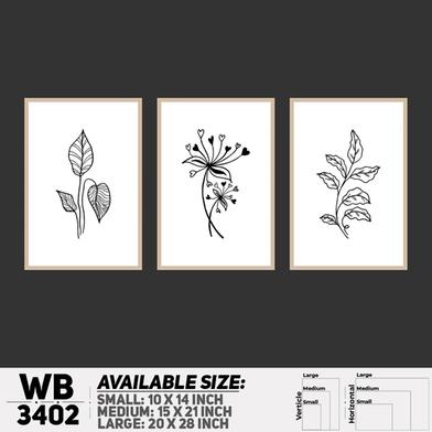 DDecorator Flower And Leaf ArtWork (Set of 3) Wall Board And Wall Canvas image
