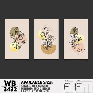 DDecorator Flower And Leaf ArtWork (Set of 3) Wall Board And Wall Canvas image